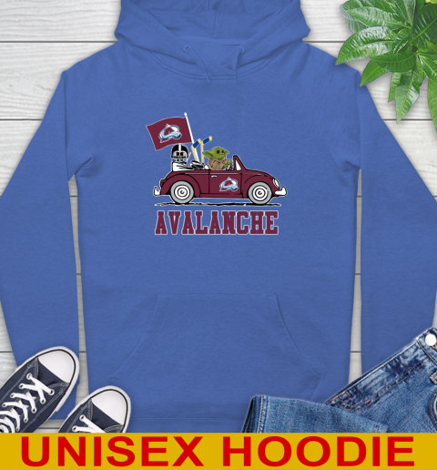NHL Hockey Colorado Avalanche Darth Vader Baby Yoda Driving Star Wars Shirt Hoodie - Image 10