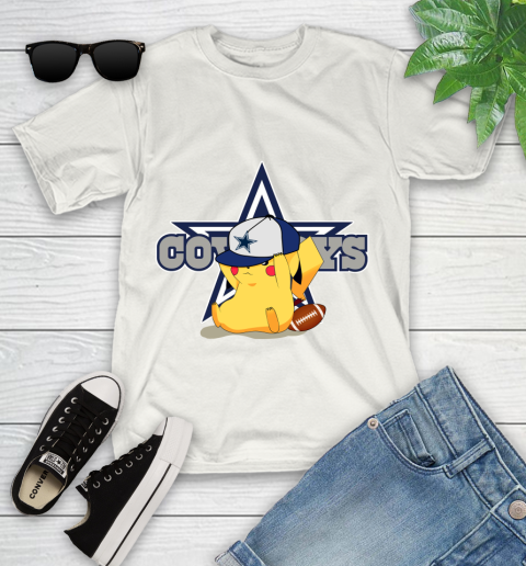 NFL Pikachu Football Sports Dallas Cowboys Youth T-Shirt