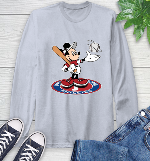 MLB Baseball Philadelphia Phillies Cheerful Mickey Disney Shirt Long Sleeve T-Shirt 6