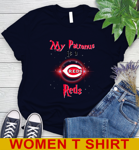MLB Baseball Harry Potter My Patronus Is A Cincinnati Reds Women's T-Shirt 2