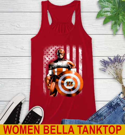 Cincinnati Bengals NFL Football Captain America Marvel Avengers American Flag Shirt Racerback Tank 4