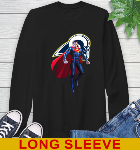 NFL Superman DC Sports Football Los Angeles Rams Long Sleeve T-Shirt 2