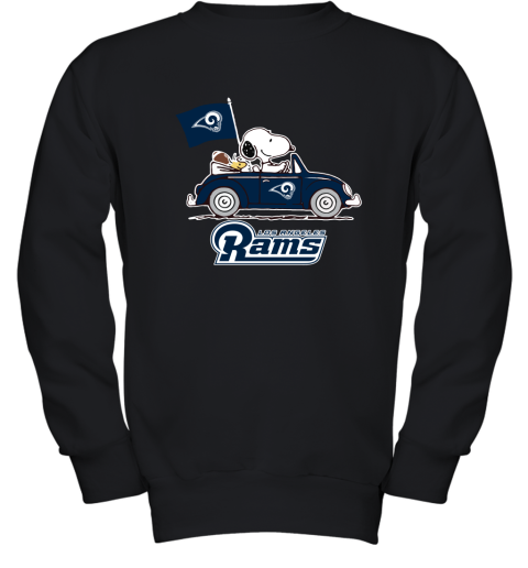 Snoopy And Woodstock Ride The Los Angeles Rams Car NFL Youth Sweatshirt