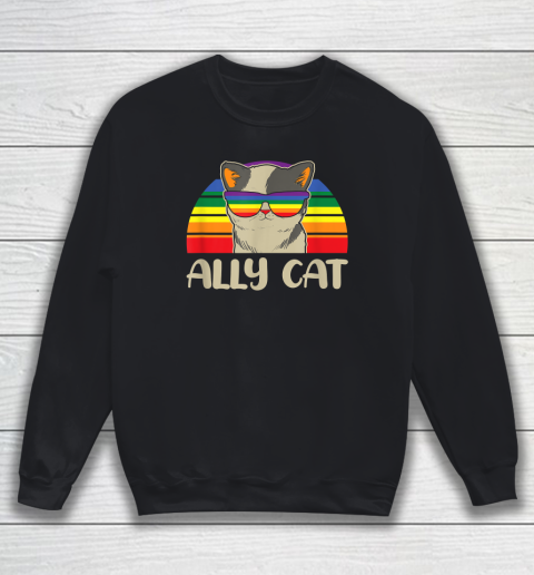 Ally Cat LGBT Gay Rainbow Pride Flag Sweatshirt