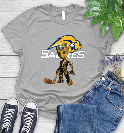 Buffalo Sabres NHL Hockey Groot Marvel Guardians Of The Galaxy Women's T-Shirt 5