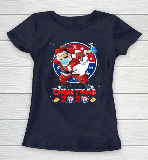 Texas Rangers Funny Santa Claus Dabbing Christmas 2020 MLB Women's T-Shirt 2