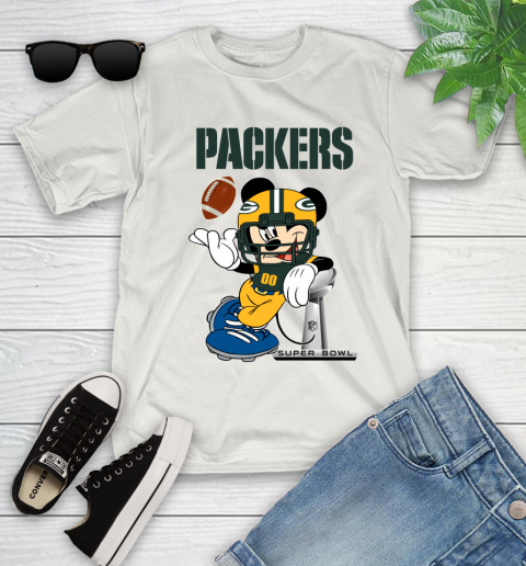 NFL Green Bay Packers Mickey Mouse Disney Super Bowl Football T Shirt Youth T-Shirt 12