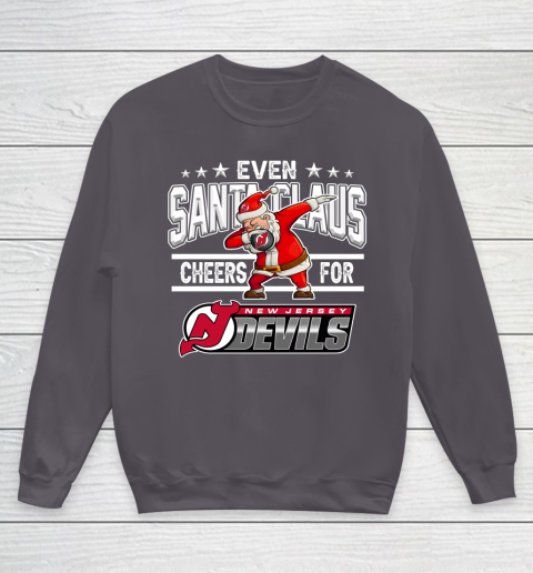 New Jersey Devils Even Santa Claus Cheers For Christmas NHL Youth Sweatshirt 5