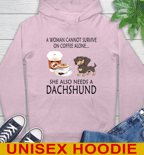 Women cannot survive on coffee alone she also need a DACHSHUND tshirt 20
