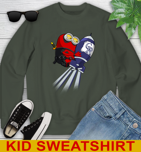 MLB Baseball Colorado Rockies Deadpool Minion Marvel Shirt Youth Sweatshirt 8