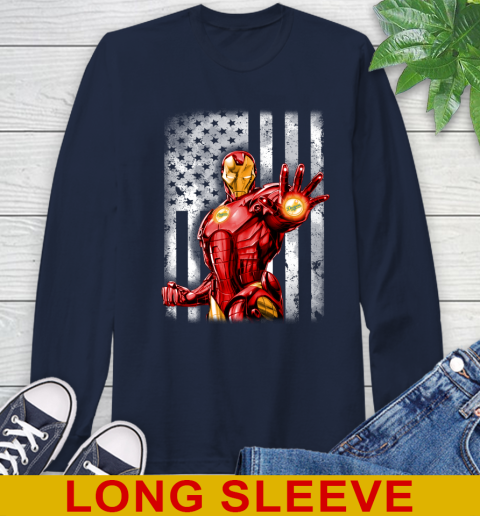 Los Angeles Dodgers MLB Baseball Iron Man Avengers American Flag Shirt Long Sleeve T Shirt Tee For Sports