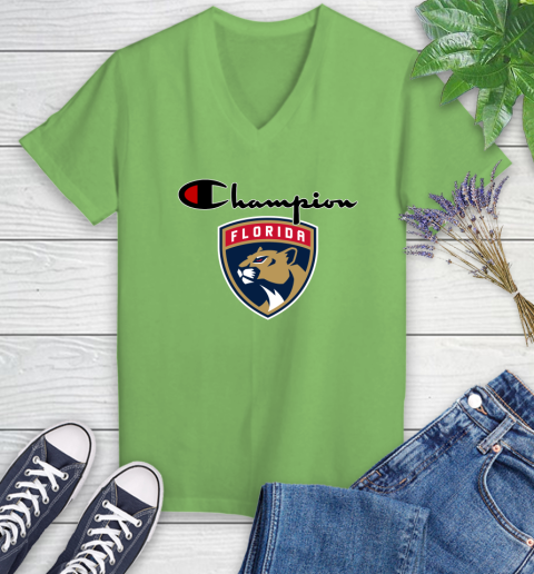 NHL Hockey Florida Panthers Champion Shirt Women's V-Neck T-Shirt 7