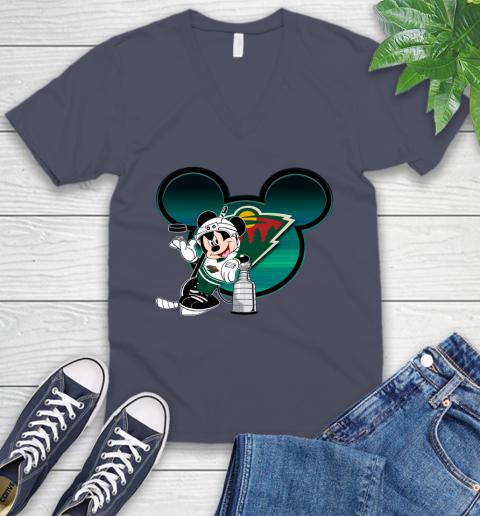NHL Minnesota Wild Stanley Cup Mickey Mouse Disney Hockey T Shirt V-Neck T-Shirt 9