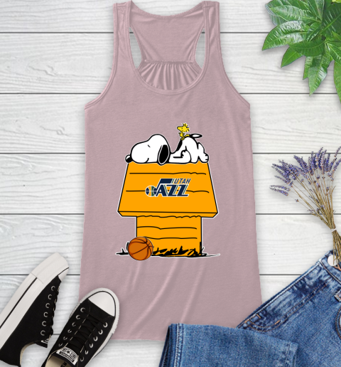 Utah Jazz NBA Basketball Snoopy Woodstock The Peanuts Movie Racerback Tank 11