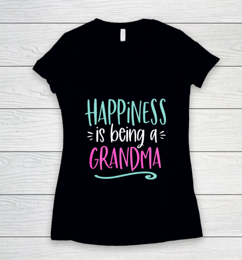 Happiness is Being a Grandma Life New First 1st Time Gift Women's V-Neck T-Shirt