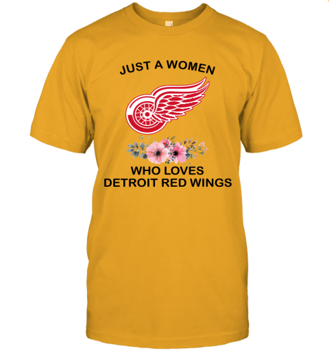 NHL Just A Woman Who Loves Detroit Red Wings Hockey Sports Unisex Jersey Tee