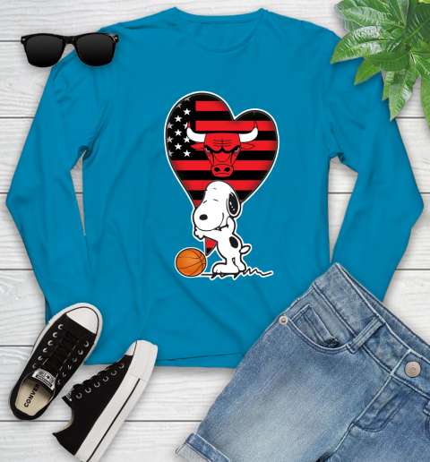 Chicago Bulls NBA Basketball The Peanuts Movie Adorable Snoopy Youth Long Sleeve 7