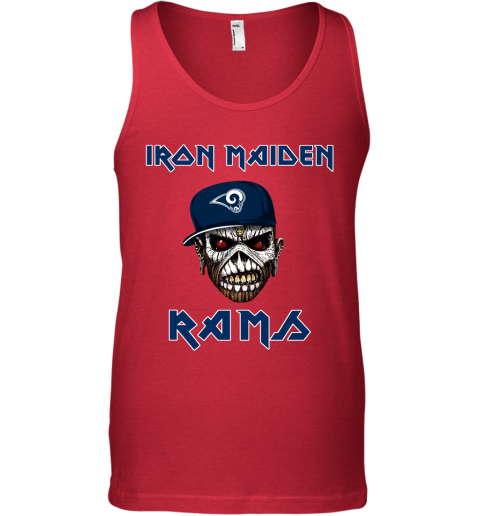 NFL Los Angeles Rams Iron Maiden Rock Band Music Football Sports 6qyV84uktoP unisex tank 17 95 151514 front red