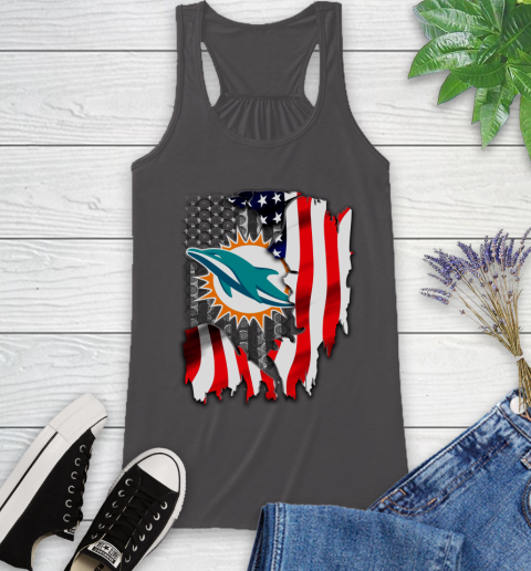 Miami Dolphins NFL Football American Flag Racerback Tank 11