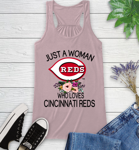 MLB Just A Woman Who Loves Cincinnati Reds Baseball Sports Racerback Tank 5