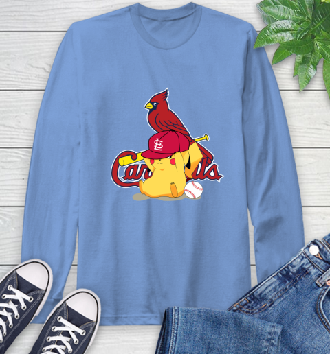 MLB Pikachu Baseball Sports St.Louis Cardinals Long Sleeve T-Shirt 11