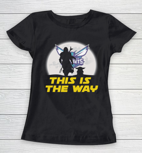 Charlotte Hornets NBA Basketball Star Wars Yoda And Mandalorian This Is The Way Women's T-Shirt