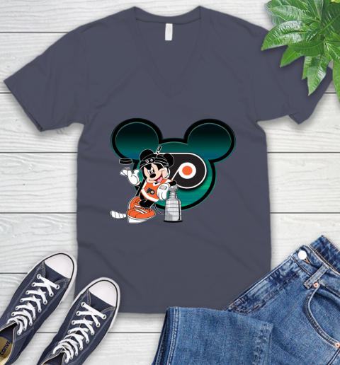 NHL Philadelphia Flyers Stanley Cup Mickey Mouse Disney Hockey T Shirt V-Neck T-Shirt 9