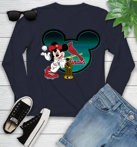 MLB St.Louis Cardinals The Commissioner's Trophy Mickey Mouse Disney Youth Long Sleeve 3