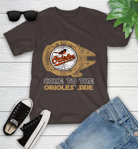 MLB Come To The Baltimore Orioles Side Star Wars Baseball Sports Youth T-Shirt 7