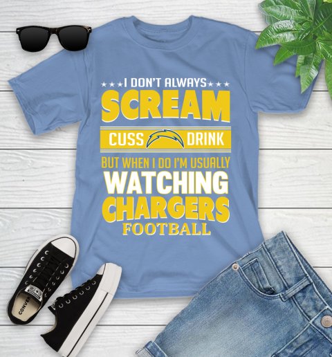 San Diego Chargers NFL Football I Scream Cuss Drink When I'm Watching My Team Youth T-Shirt 15