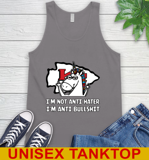 Kansas City Chiefs NFL Football Unicorn I'm Not Anti Hater I'm Anti Bullshit Tank Top 7