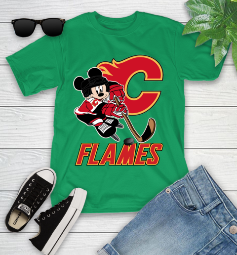 NHL Calgary Flames Mickey Mouse Disney Hockey T Shirt Youth T-Shirt 6