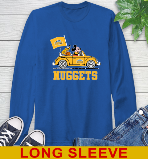 NBA Basketball Denver Nuggets Pluto Mickey Driving Disney Shirt Long Sleeve T-Shirt 9
