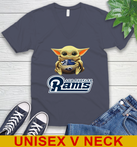 NFL Football Los Angeles Rams Baby Yoda Star Wars Shirt V-Neck T-Shirt 8