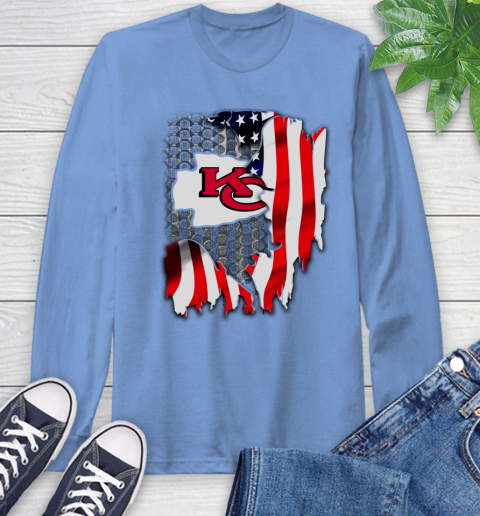 Kansas City Chiefs NFL Football American Flag Long Sleeve T-Shirt 12