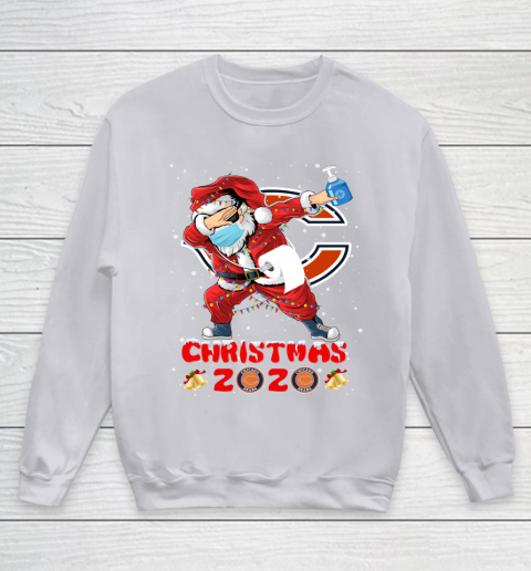 Chicago Bears Funny Santa Claus Dabbing Christmas 2020 NFL Youth Sweatshirt 3