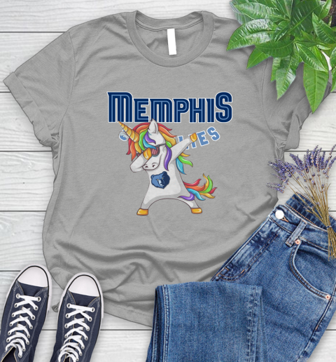 Memphis Grizzlies NBA Basketball Funny Unicorn Dabbing Sports Women's T-Shirt 10