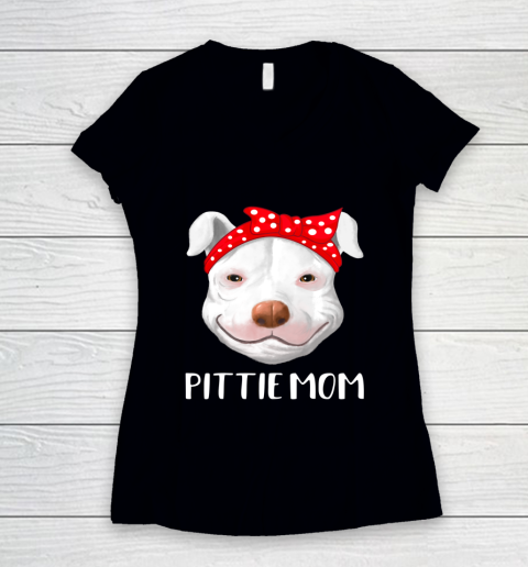 Dog Mom Shirt Pitbull Dog Lovers Pittie Mom Mothers Day Gift Women's V-Neck T-Shirt