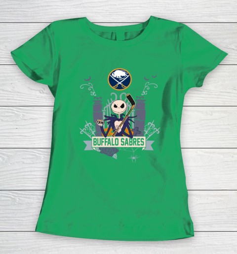NHL Buffalo Sabres Hockey Jack Skellington Halloween Women's T-Shirt 5