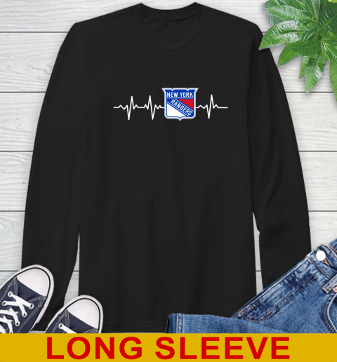 New York Rangers NHL Hockey Heart Beat Shirt Long Sleeve T-Shirt