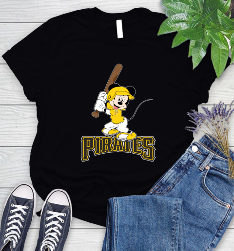 MLB Baseball Pittsburgh Pirates Cheerful Mickey Mouse Shirt Women's T-Shirt