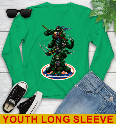 MLB Baseball New York Mets Teenage Mutant Ninja Turtles Shirt Youth Long Sleeve 7