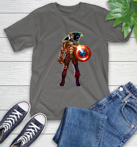 NFL Captain America Marvel Avengers Endgame Football Sports Carolina Panthers T-Shirt 9