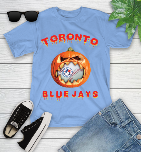 MLB Toronto Blue Jays Halloween Pumpkin Baseball Sports Youth T-Shirt 11