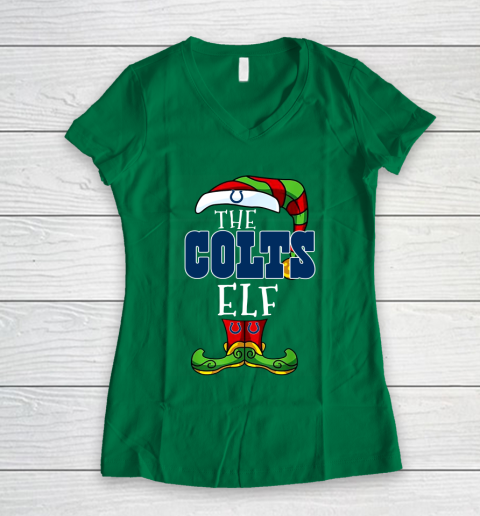 Indianapolis Colts Christmas ELF Funny NFL Women's V-Neck T-Shirt 3