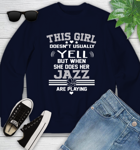 Utah Jazz NBA Basketball I Yell When My Team Is Playing Youth Sweatshirt 2