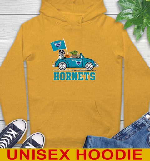 NBA Basketball Charlotte Hornets Darth Vader Baby Yoda Driving Star Wars Shirt Hoodie 3