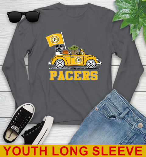NBA Basketball Indiana Pacers Darth Vader Baby Yoda Driving Star Wars Shirt Youth Long Sleeve 9