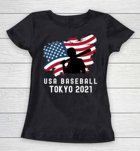 USA Team America Flag Baseball Tokyo 2021 Team Summer Sport Games Women's T-Shirt