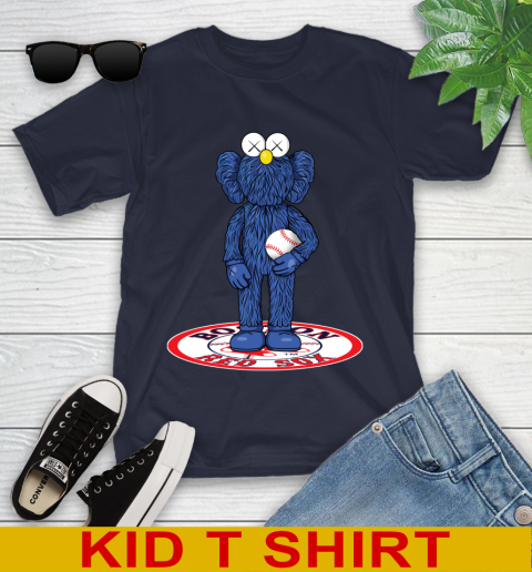 MLB Baseball Boston Red Sox Kaws Bff Blue Figure Shirt Youth T-Shirt 3
